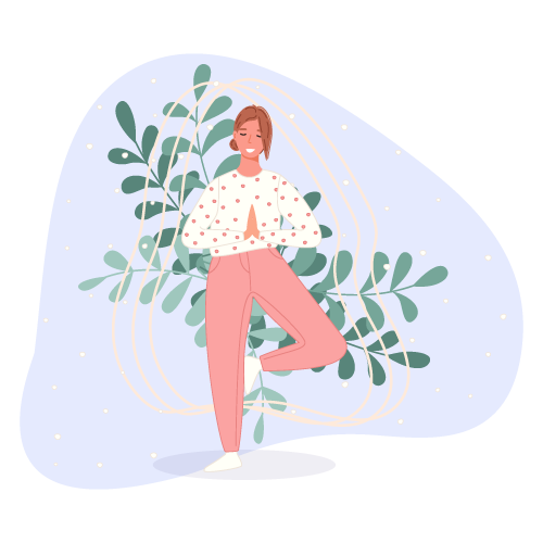 Illustration d'une femme dans une posture de Qi Gong ou de yoga